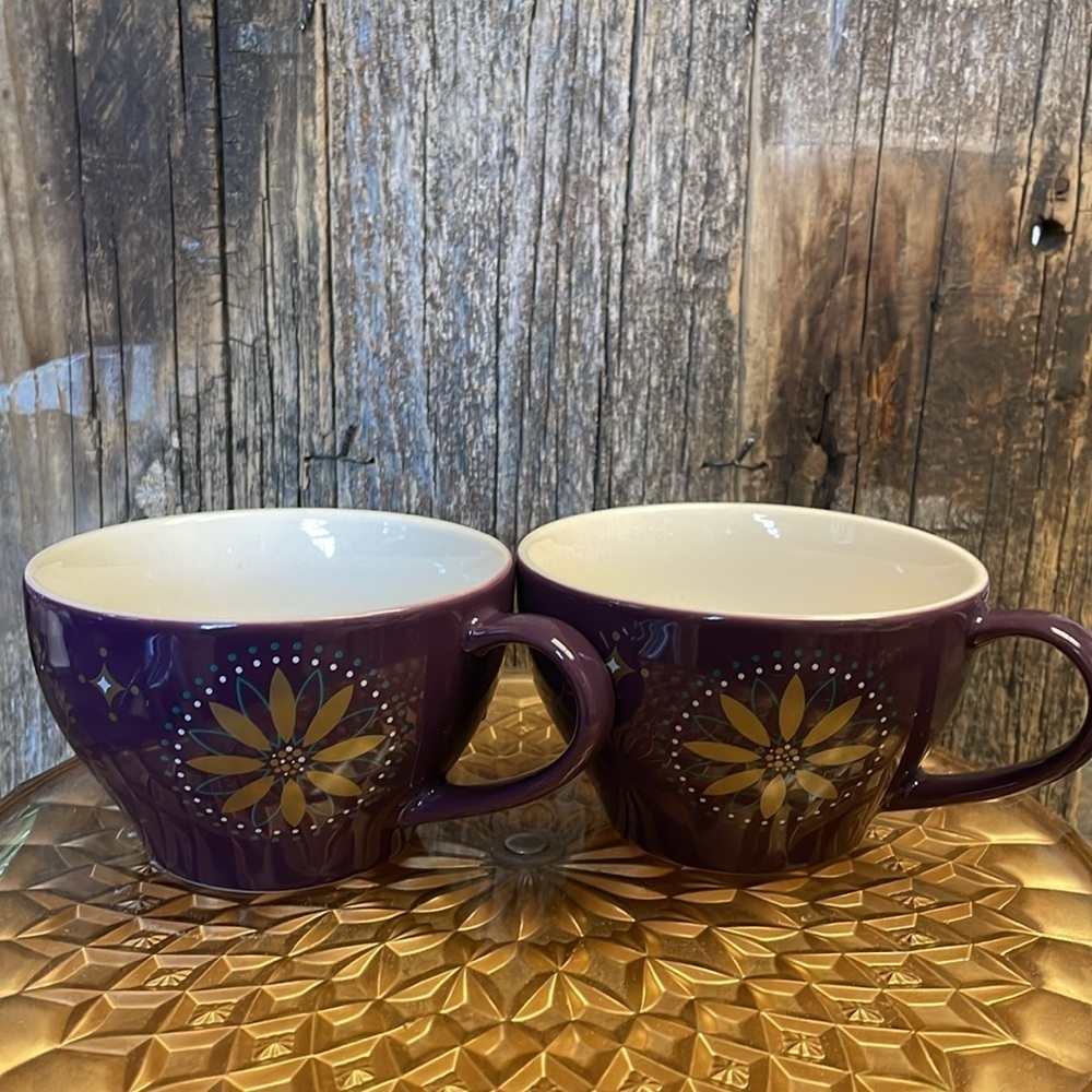 Starbucks |Holiday| 2006 | Gold & Eggplant Purple | Star| Coffee | 12 oz Cup Set - Picture 3 of 16
